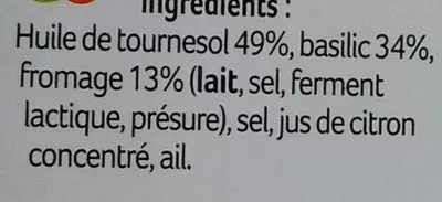 Lista de ingredientes del producto Pesto Basilic Ensoleil'ade 150 g