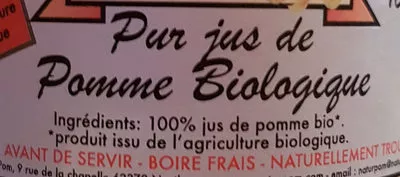 Lista de ingredientes del producto Pur jus de pomme biologique Produit De Pays 1 l