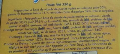 Lista de ingredientes del producto Croque junior Père Dodu 320 g