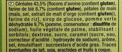 Lista de ingredientes del producto Crousty pomme verte Auchan 126 g