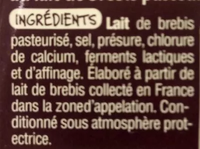 Lista de ingredientes del producto Ossau Iraty Auchan 200 g