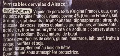 Lista de ingredientes del producto Cervelas D'alsace x4 = 360 g Michel et Augustin 