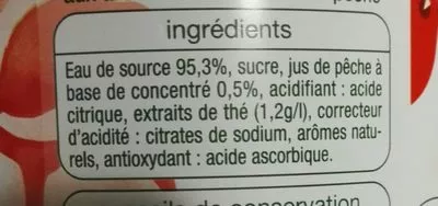 Lista de ingredientes del producto Thé Glacé Pêche Auchan 1,5 L