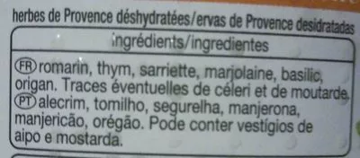 Lista de ingredientes del producto Herbes de Provence Auchan 85 g