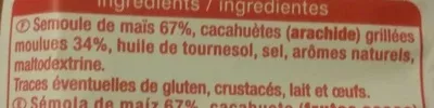 Lista de ingredientes del producto Croustillants cacahuète Auchan 90 g