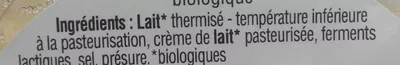 Lista de ingredientes del producto Saint-Félicien Biologique Auchan Bio, Auchan 150 g