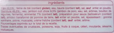 Lista de ingredientes del producto 4 Feuilletés au Jambon Emmental Auchan 400 g