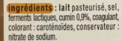 Lista de ingredientes del producto Des De Gouda Au Cumin Auchan 