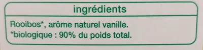 Lista de ingredientes del producto Infusion rooibos vanille Auchan, Auchan BIO 20 sachets