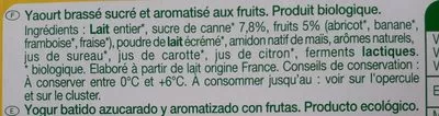 Lista de ingredientes del producto Yaourt aux Fruits mixés Auchan 800 g (8 * 100 g)