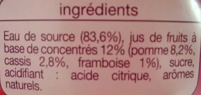 Lista de ingredientes del producto Pomme cassis framboise Auchan 2 L