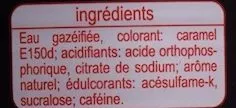 Lista de ingredientes del producto Planet Cola Zéro Auchan 1,5 l