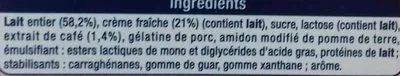 Lista de ingredientes del producto Mousse Liégeoise au Café Auchan 320 g (4 * 80 g)