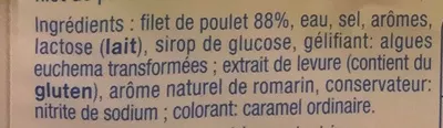 Lista de ingredientes del producto Blanc de poulet (-25% de sel) Auchan 160 g