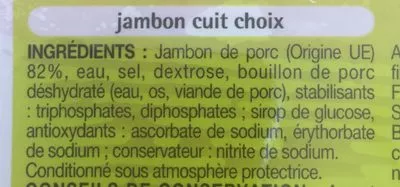 Lista de ingredientes del producto Tranchette De Jambon 27 Tranches Auchan 300 g