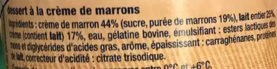 Lista de ingredientes del producto Mousse Crème Marron Auchan 4 * 73 g (292 g)