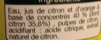 Lista de ingredientes del producto Citron à diluer Auchan 70 cl