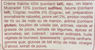 Lista de ingredientes del producto Sauce Poivre Auchan 300 g e