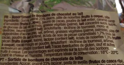 Lista de ingredientes del producto Papillotes lait et praliné Vendome 375 g