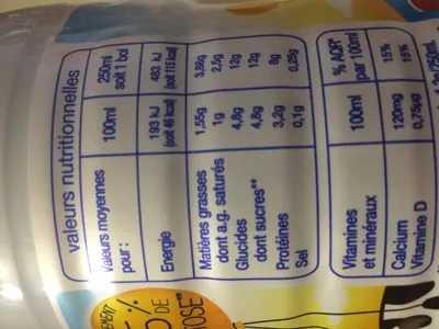 Lista de ingredientes del producto Lait facile à digérer Auchan 1L