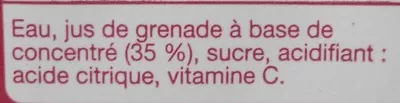 Lista de ingredientes del producto Grenade boisson aux fruits Auchan 1 l