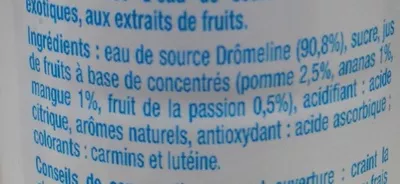 Lista de ingredientes del producto Eau de source aromatisée Exotique Auchan 25 cl