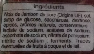 Lista de ingredientes del producto Noix de jambon Auchan 100 g