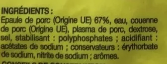 Lista de ingredientes del producto Epaule cuite découénnée dégraissée Pouce, Auchan 360 g