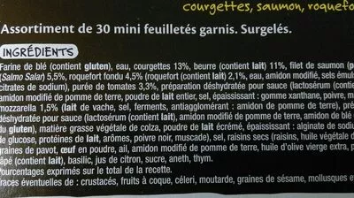 Lista de ingredientes del producto Mmm mini feuilletés x30 Auchan 360g