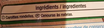 Lista de ingredientes del producto Carottes rondelles Auchan 1 kg