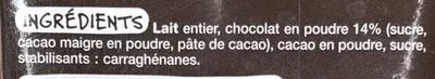 Lista de ingredientes del producto Lait gourmand au chocolat Mmm!, Auchan 1 l