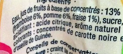 Lista de ingredientes del producto Boisson aux jus de fruits Fruits Rouges Rik & Rok, Auchan 80 cl (4 * 20 cl e)