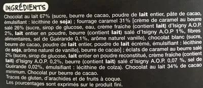 Lista de ingredientes del producto Chocolat Lait Caramel Mmm!, Auchan 115 g