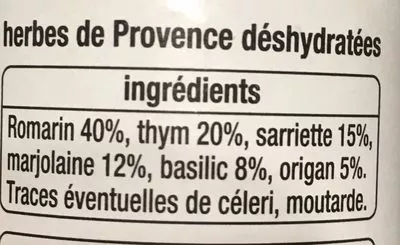 Lista de ingredientes del producto Herbes de provence Auchan 