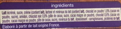 Lista de ingredientes del producto Dessert à Boire au Chocolat Auchan 720 g (4 * 180g)