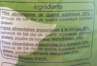 Lista de ingredientes del producto Torti tricolores Auchan 