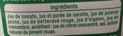 Lista de ingredientes del producto Jus de legumes Auchan 