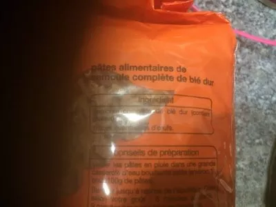 Lista de ingredientes del producto Torti au Blé Complet Auchan 500gr