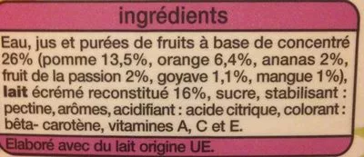 Lista de ingredientes del producto Lait multi-vitaminé Auchan 