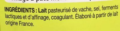 Lista de ingredientes del producto Fromage pâte molle Pouce, Auchan 200 g