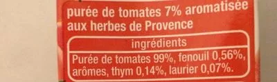 Lista de ingredientes del producto Purée de tomate herbes de provence Auchan 200g