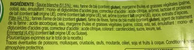 Lista de ingredientes del producto Roules garnis d’une sauce blanche et emmental Auchan 260 g