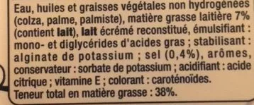 Lista de ingredientes del producto Beurre Tartine et Légère Auchan 500 g e