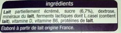 Lista de ingredientes del producto LB6 nature sucré Auchan 6x100g 