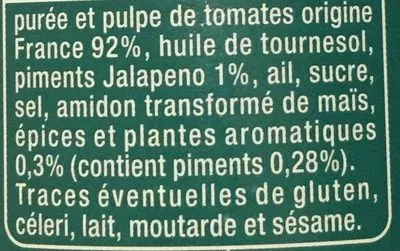 Lista de ingredientes del producto Sauce tomate Arrabbiata Auchan 