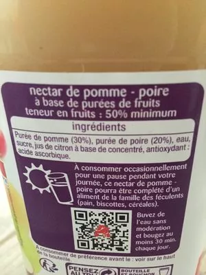 Lista de ingredientes del producto Instant gourmand Pomme Poire de Provence Auchan 