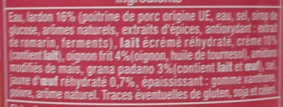 Lista de ingredientes del producto Sauce a la carbonara Auchan 330 g