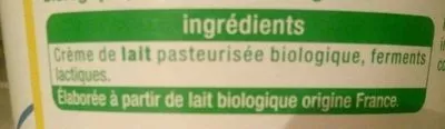 Lista de ingredientes del producto Crème entière épaisse Auchan 