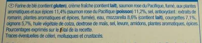 Lista de ingredientes del producto Pizza nordique Auchan 350 g