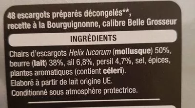 Lista de ingredientes del producto Escargots préparés Auchan 355 g